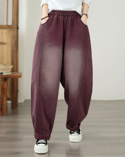 Boyfriend Pants Loose Baggy Denim Barrel Jeans Drawstring Pants
