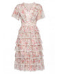 Romantic Floral Lace Trim Midi Dress