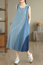 Women's Casual Sleeveless Denim Midi Dress Loose with Pockets