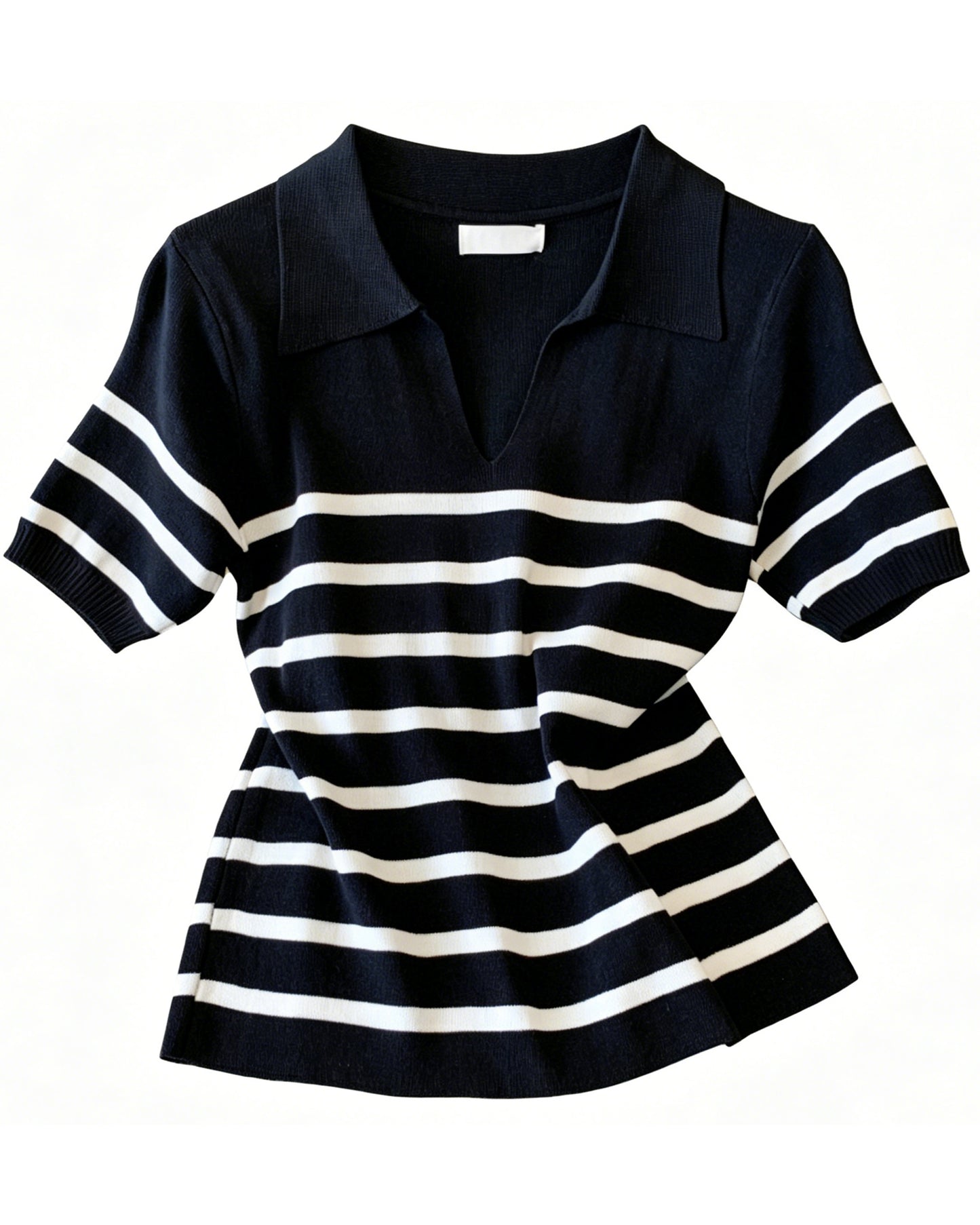 Stripe Polo Knit Top – Lightweight Everyday Statement