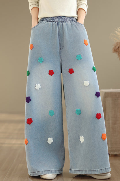 Women's Loose Jeans Baggy Wide Leg Denim Pant