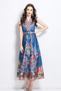 Women's Floral Print V-Neck Sleeveless Maxi Dress