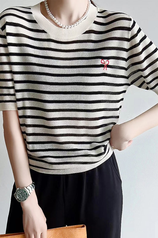 Women's Lightweight Sweater Striped Knit Pullover Tops