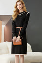 Women's Long Sleeve Sweater Knit Color Block Dress