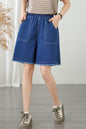 Women's High Waisted Baggy Jean Wide Leg Denim Shorts - LAI MENG FIVE CATS