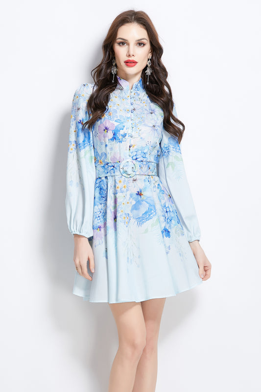 Women's Floral Print Button up Mini Dress