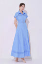 Women's Collar Hollow Cap Sleeve  Maxi Dress