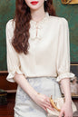Women's Chinese Style Jacquard Short Sleeve Blouse