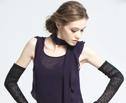 Women's Long Lace Fingerless Gloves Elbow Length Gloves