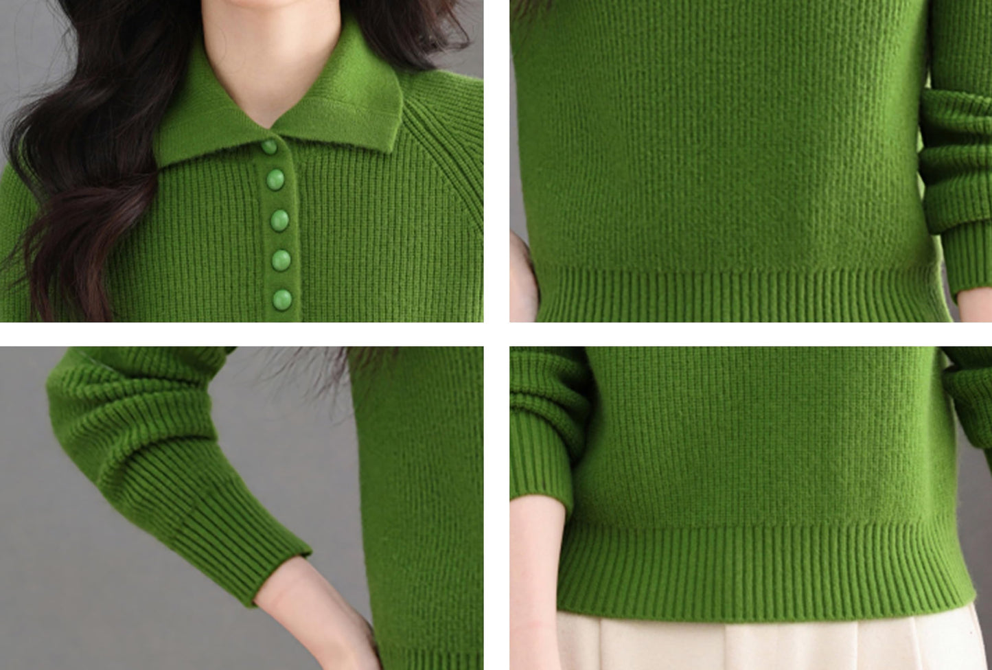 Women's Ribbed Knit Polo Top — Soft Button-Front Sweater