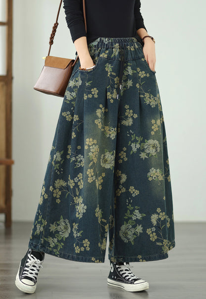 27446 Floral Wide Leg Drawstring Jeans Outfit Ideas