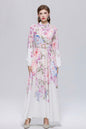 26-Women Floral Print Button Flowy Maxi Belt Dress - LAI MENG FIVE CATS