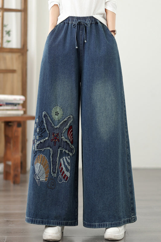 Women's Loose Jeans Baggy Wide Leg Denim Pants