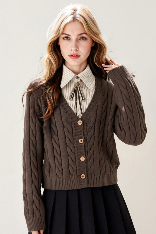 Women's Cable Knit College Style Chunky Sweater