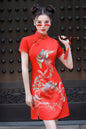 Women's Chinese Cheongsam Print Mini Dress