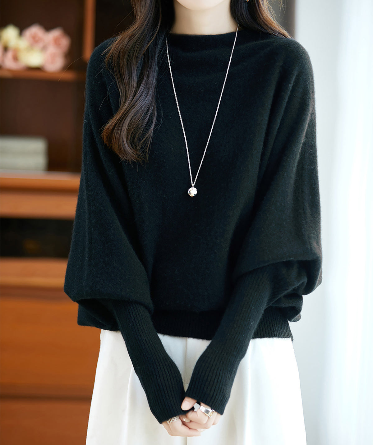 28723 Women's Batwing Sleeve Knit Sweater - LAI MENG FIVE CATS
