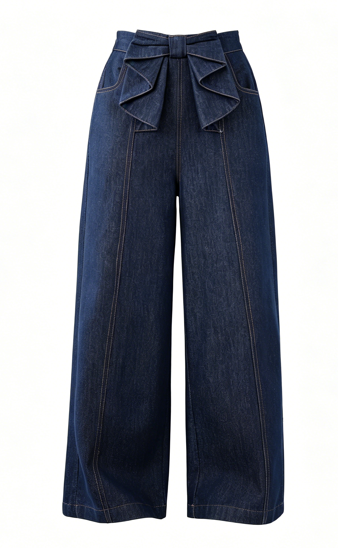 Bow Waist Wide Leg Jeans – Dark Wash Resort Denim Pants