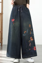 Women's Baggy Jeans Embroidery Wide Leg Denim