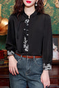 Women's Silk Satin Embroidery Jacquard Blouses