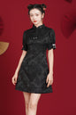 Women's Chinese Cheongsam Print Side Slit Mini Dress