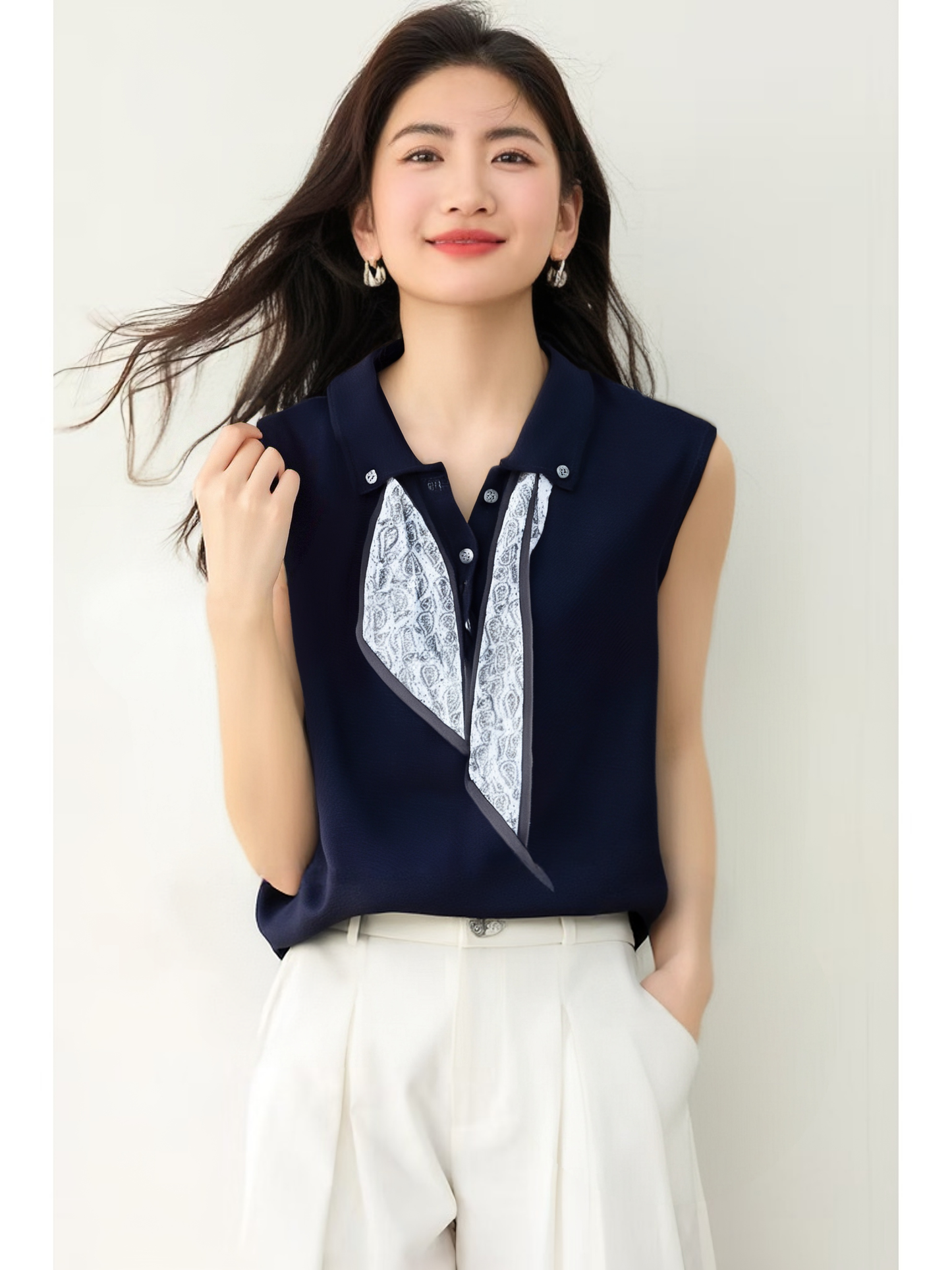 Women's Polo Shirt Sleeveless Knit Vest Blouses Top