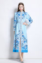 Women‘s Floral Print Button Up Split Maxi Dress