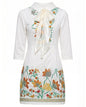 Embroidered Bow-Tie Mini Dress – White Floral