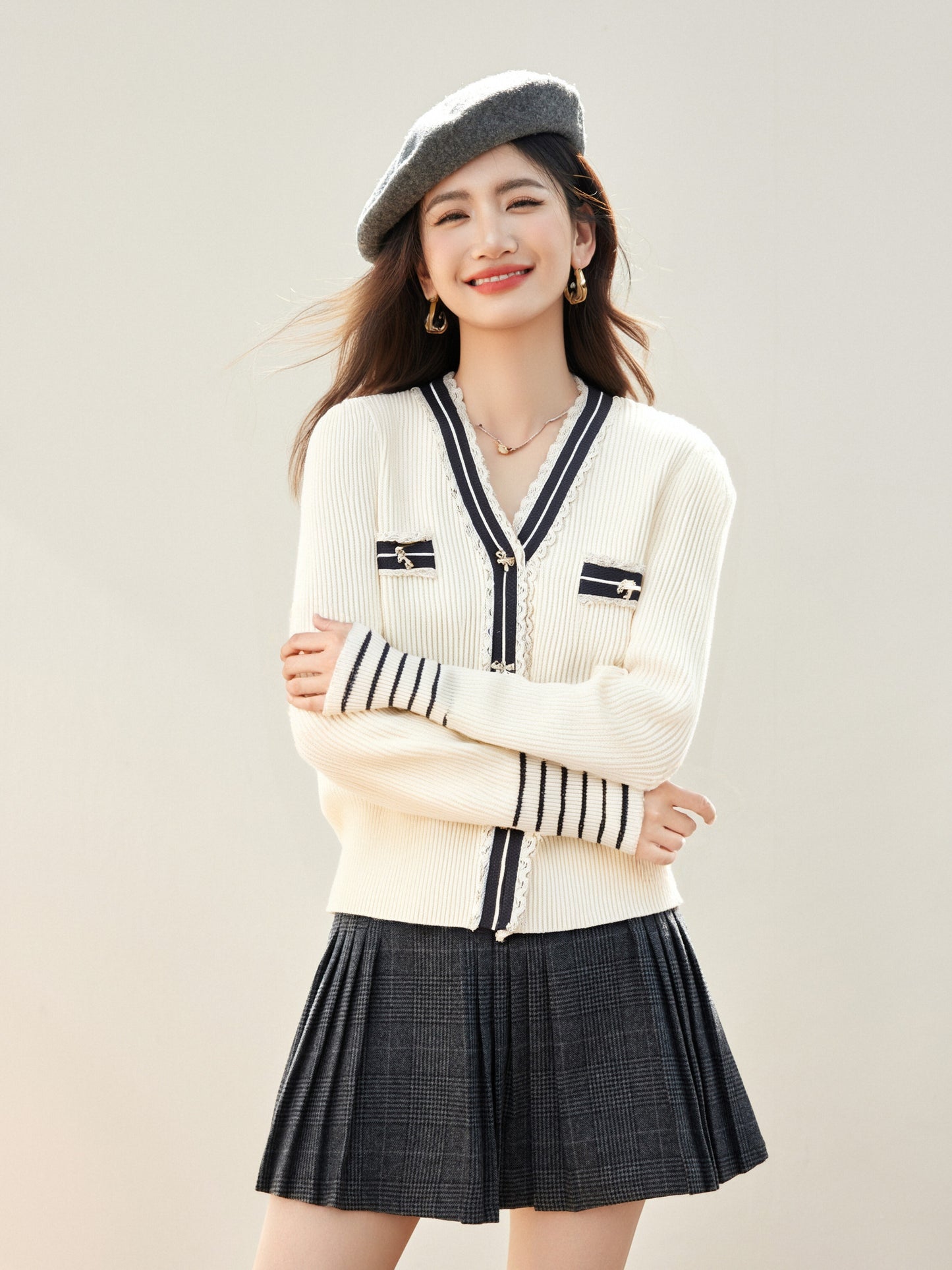 Women's Sweater V-Neck Ribbed Knit Preppy Knitwear