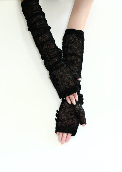Women's Long Lace Fingerless Gloves Elbow Length Gloves