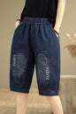 Women Denim Jeans Elastic Waist Harem Short Pants