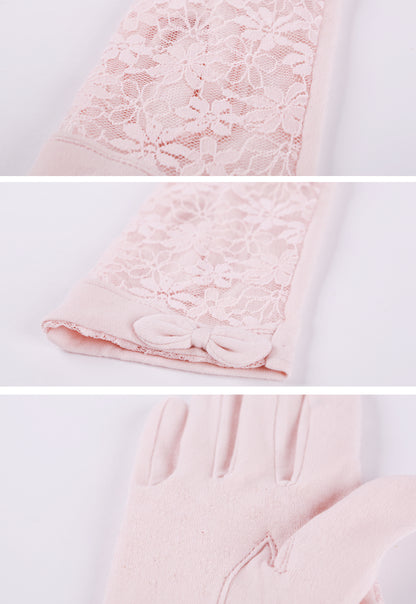 Lace Bow Gloves for Women Sun Uv Protection Gloves