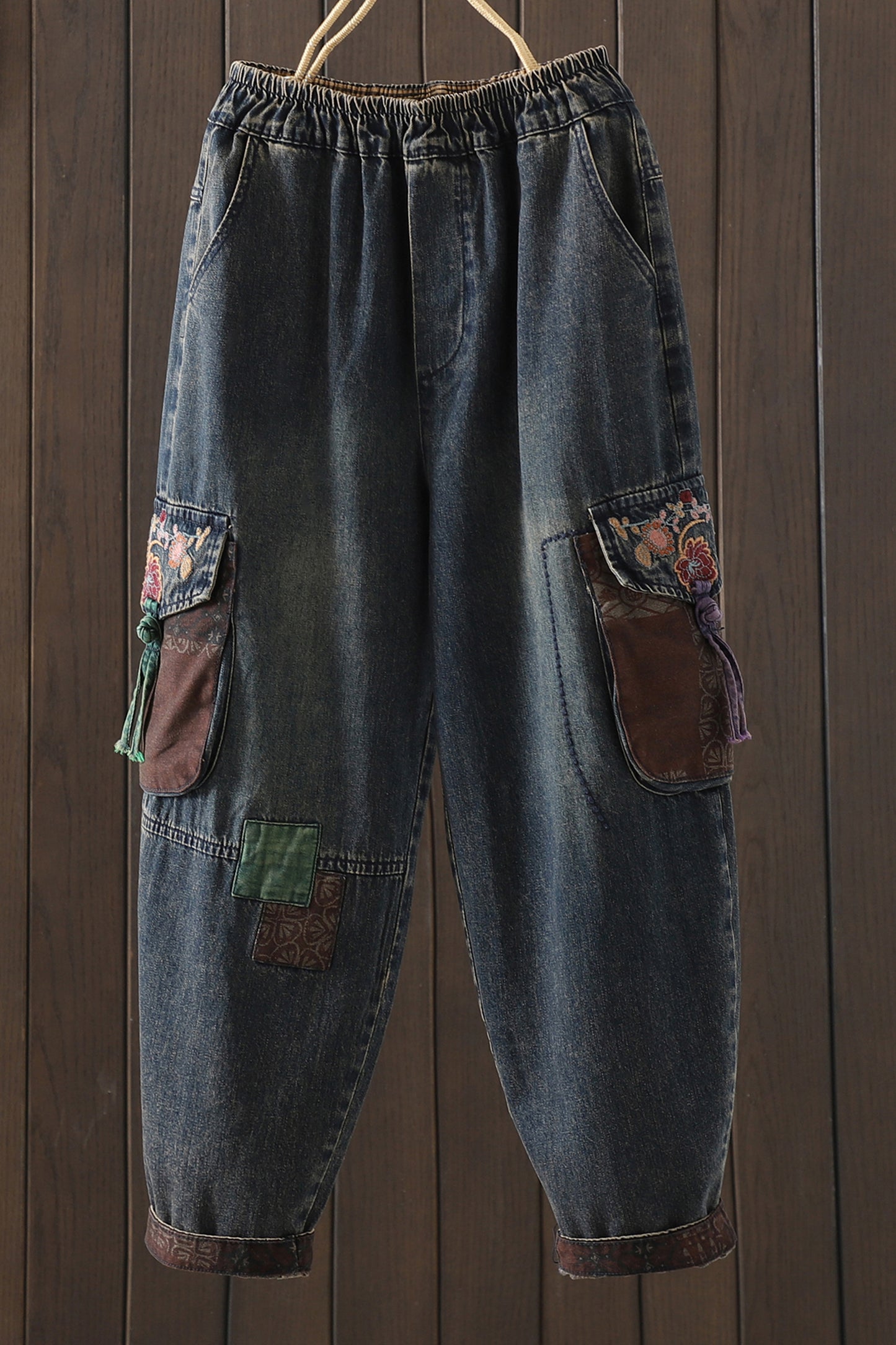 Women Jeans Denim Loose Elastic Waist Pant