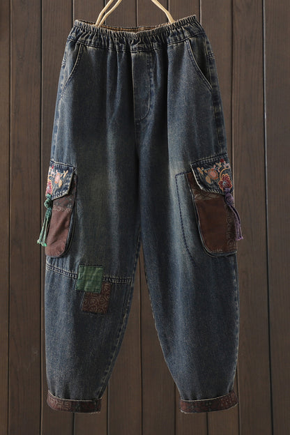 Women Jeans Denim Loose Elastic Waist Pant