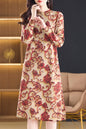 Women's Fall Long Sleeve Knitted Sweater Midi Dress