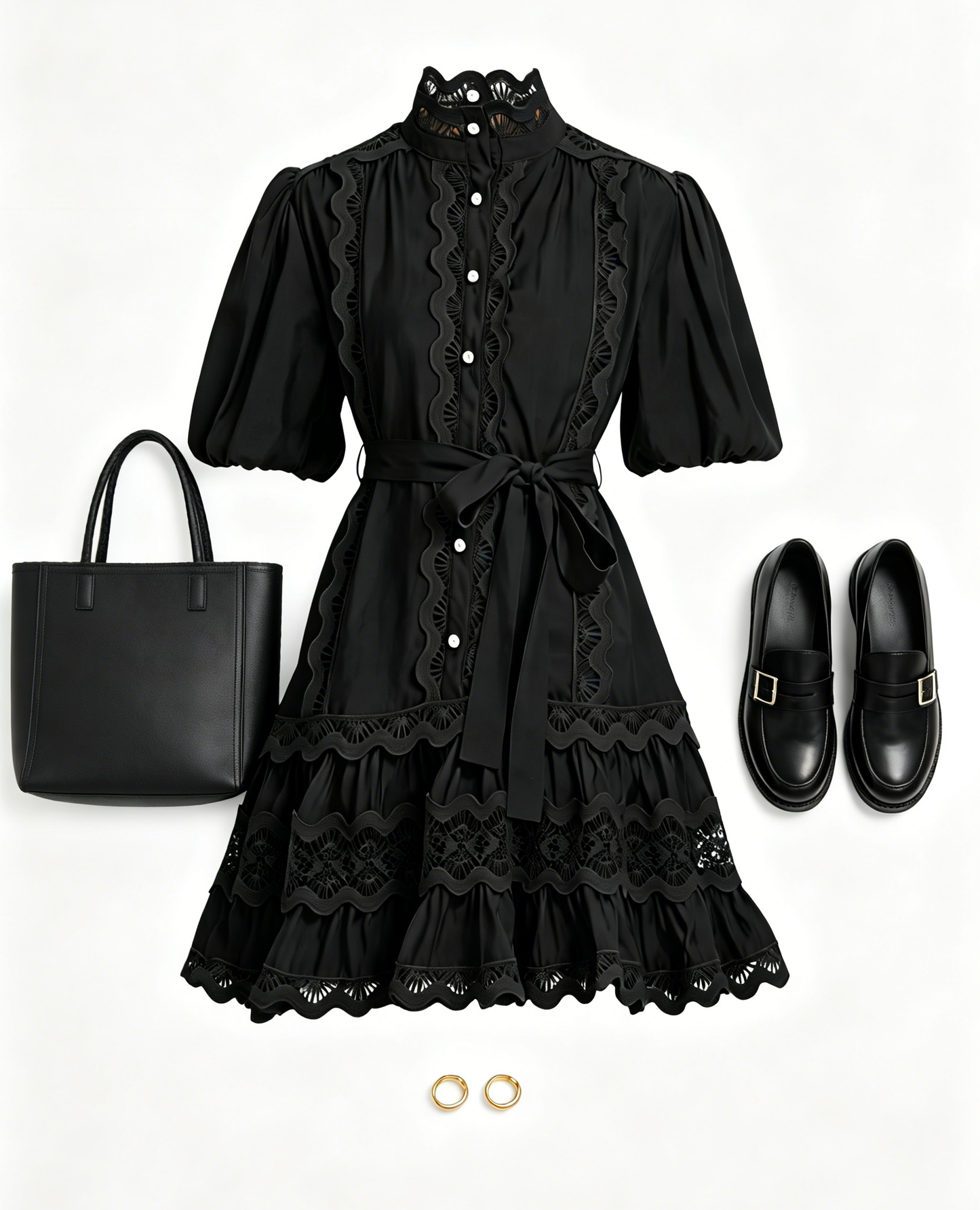Black Lace Trim Mini Dress for Women – Elegant Romantic Summer Outfit