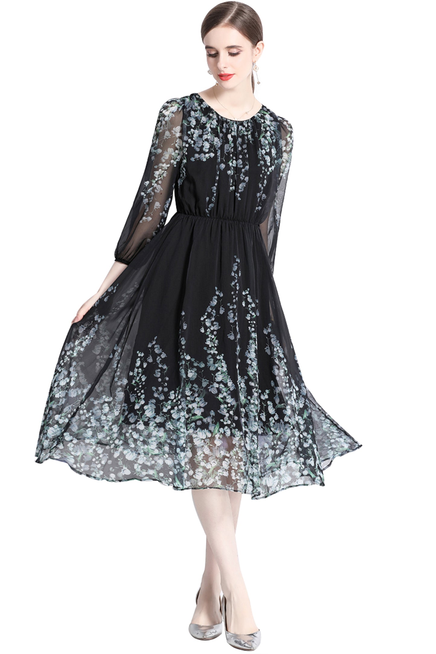 Maryam Floral Print Elastic Waist Dress