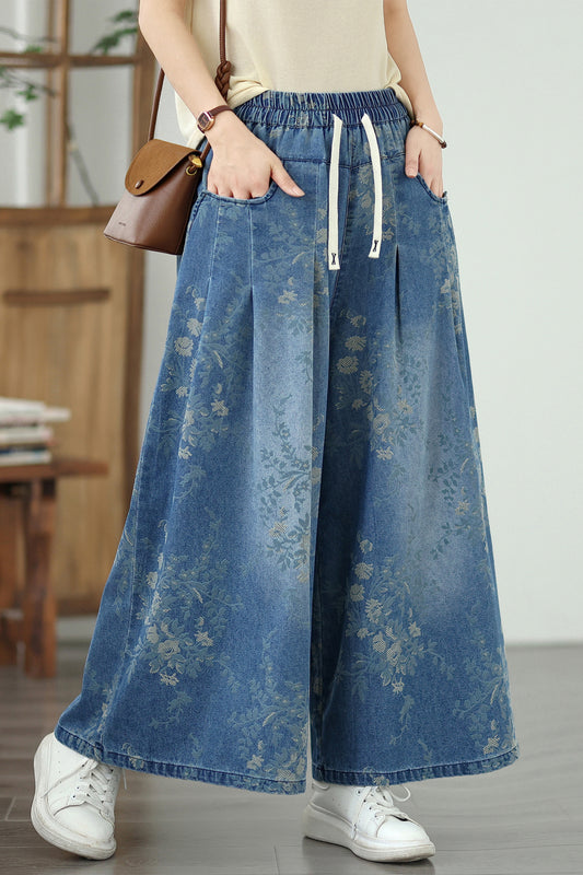 Women's Wide Leg Jeans Drawstring Pants