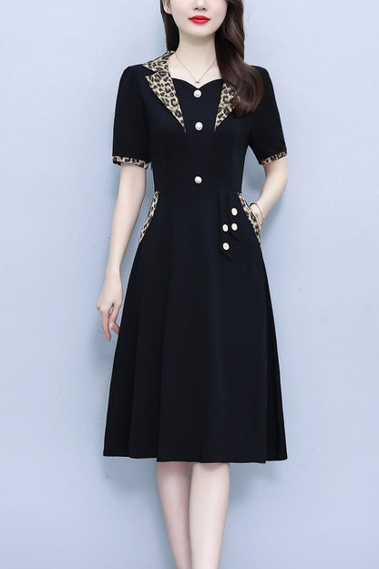 Women's Short Sleeve Pocket Work Office Suit Dress - LAI MENG FIVE CATS