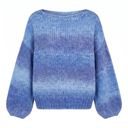 28727 Loose fit Pastel Gradient Chunky Knit Sweater for Women