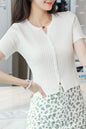 Women's V-Neck Knitted Thin Tops Ribbed Shirt
