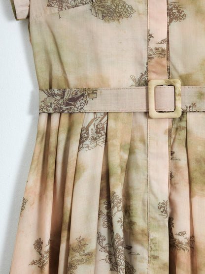 The Gallery Stroll Printed Belted Midi Dress