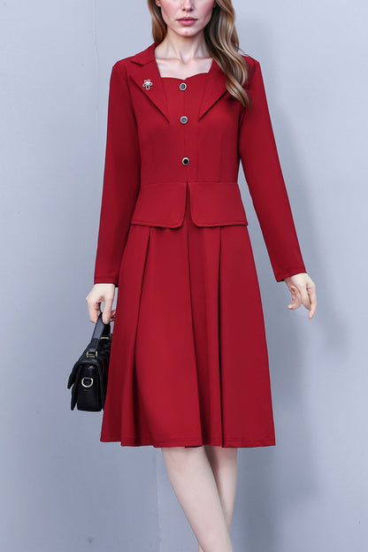 Women's Long Sleeve A-Line Work Office Suit Dress