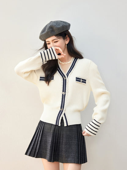 Women's Sweater V-Neck Ribbed Knit Preppy Knitwear