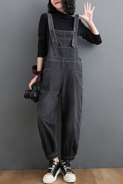 Womens Denim Bib Pants Jumpsuits Adjustable Strap Overalls
