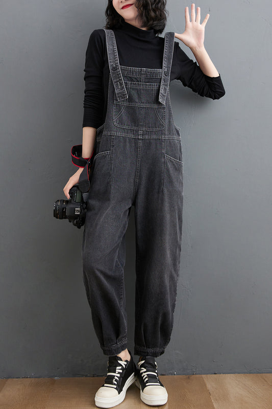 Womens Denim Bib Pants Jumpsuits Adjustable Strap Overalls