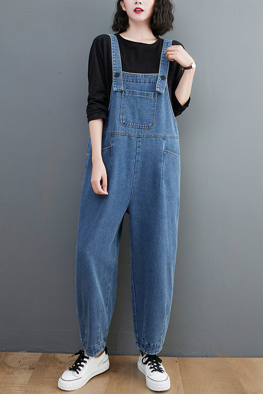 Womens Denim Bib Pants Jumpsuits Adjustable Strap Overalls
