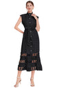 BK-Hollow Lace Button Midi Dress