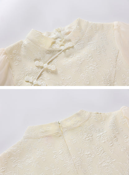 Jacquard Spliced Midi Dress