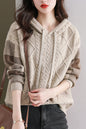 Women's Hoodies Plaid Ribbed Sweater Knit Tops