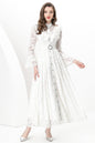 Women's Lace Mandarin Bell Sleeve Ruffles Dress